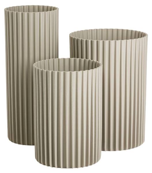 Vase Ribs 3er-Set Beige