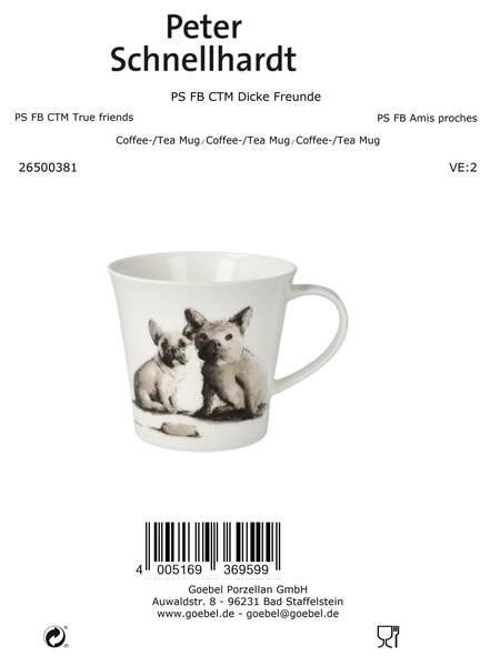 Tasse Peter Schnellhardt  Dicke Freunde Porzellan - 11 x 10 x 14 cm