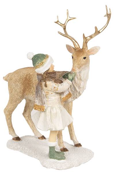 Kerstdecoratie Beeld Meisje Xmas&Douglas bruin - kunststof - 12 x 22 x 17 cm