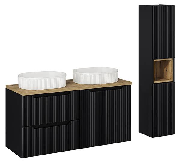 Badmöbel-Set NEWPORT-56-94 2er-Set Schwarz - Holzwerkstoff - 180 x 190 x 40 cm