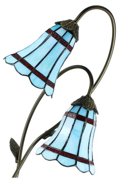 Tiffany Tafellamp Simona blauw - kunststof - 18 x 61 x 35 cm