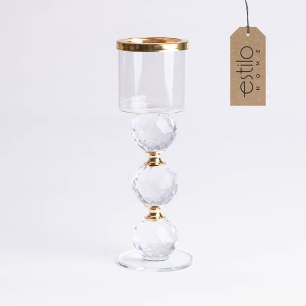 Kerzenständer SWG-T 3er-Set Weiß - Glas - 6 x 19 x 6 cm