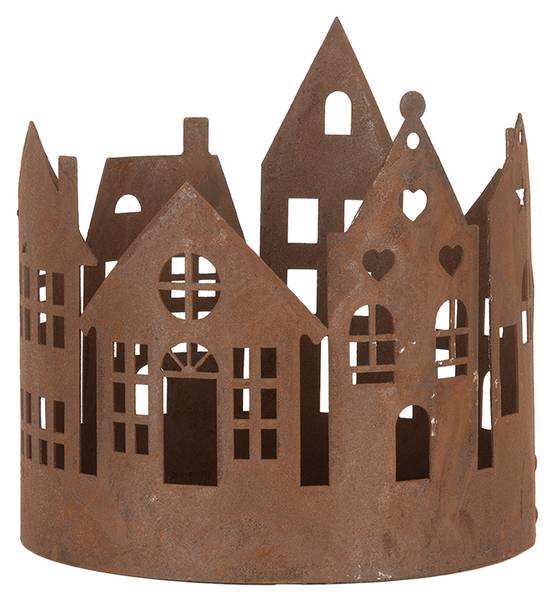 Decoratie Beeld Huis Xmas&Yson Set van 3 bruin - metaal - 16 x 16 x 16 cm
