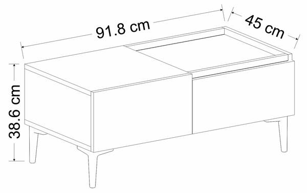 Couchtisch Mia Braun - Grau - Holzwerkstoff - 92 x 39 x 45 cm