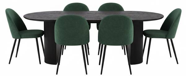 Ensemble repas Kyoto Lot de 7 Marron foncé - Vert