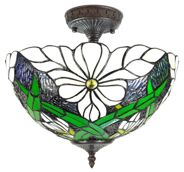 Deckenlampe Tiffany Valeria Weiß - Kunststoff - 36 x 35 x 36 cm