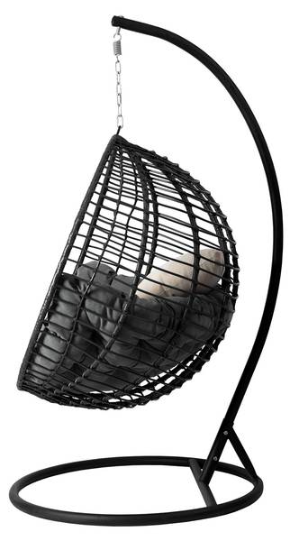 Hängesessel Amara Beige - Schwarz - Grau - Metall - 111 x 195 x 105 cm