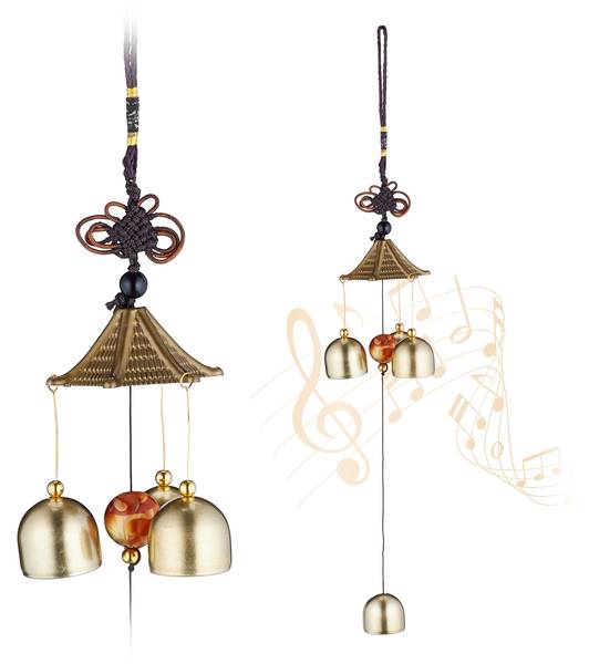 Windspiel 2er Set Schwarz - Gold - Rot - Eisen - 8 x 39 x 8 cm