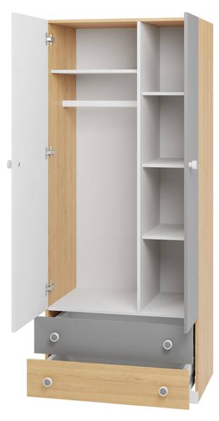 Kleiderschrank Pixel 03 Braun - Grau - Weiß - Holzwerkstoff - 80 x 190 x 50 cm