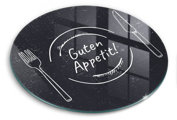 Schneidebrett Guten Appetit! Schwarz - Glas - 30 x 30 x 1 cm