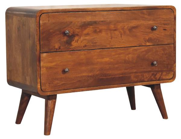 Commode Stella Marron - Manguier - Laiton - 80 x 58 x 35 cm