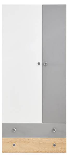 Kleiderschrank Pixel 03 Braun - Grau - Weiß - Holzwerkstoff - 80 x 190 x 50 cm
