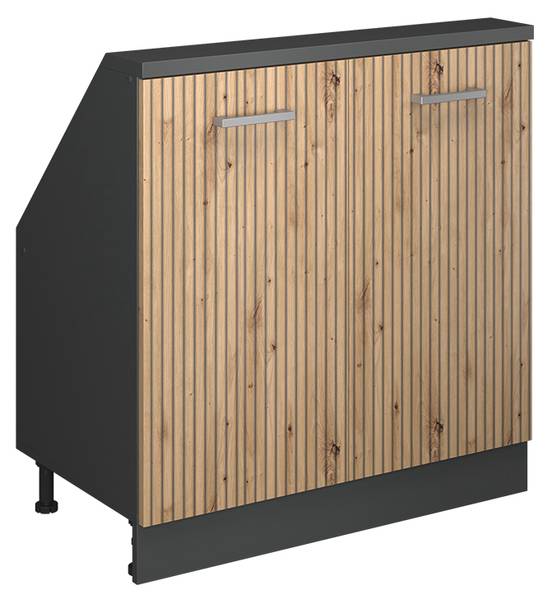 Küchenschrank für Dachschrägen 58055 Anthrazit - Asteiche Dekor - 80 x 46 cm