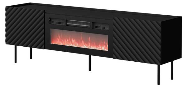TV-Lowboard Lucca 180 mit Kamin Schwarz