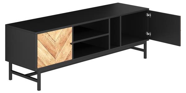TV-Lowboard Marlene Schwarz - Braun - Stahl - 150 x 55 x 38 cm