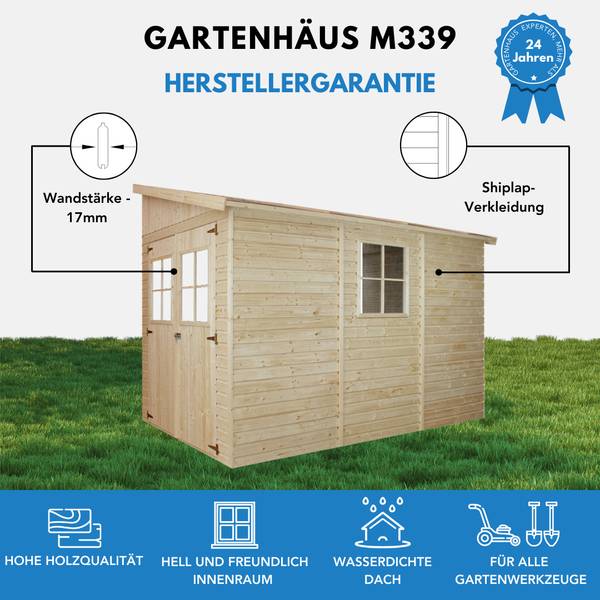 Gartenhaus M339 Beige - Fichte - 201 x 243 x 297 cm