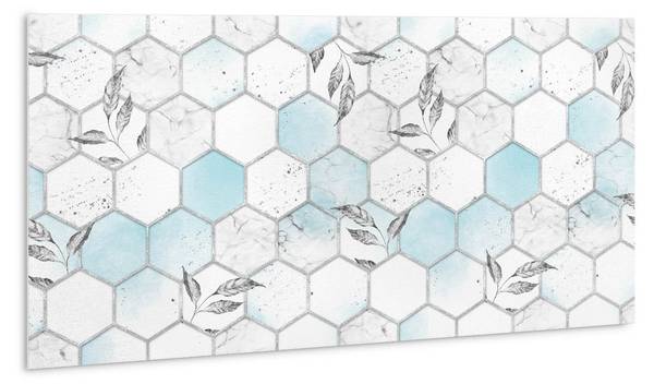 Selbstklebendes Wandpaneel Blätter Blau - Polyester PVC - 100 x 50 x 1 cm