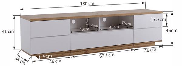 TV-laagplank LucyNatur Ⅱ beige - plaatmateriaal op houtbasis - 38 x 41 x 180 cm