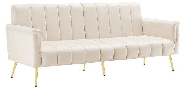 Schlafsofa Lea Beige - Samt - 183 x 75 x 76 cm