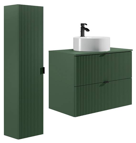 Badmöbel-Set ZEVINI Grün - Holz teilmassiv - 80 x 60 x 47 cm