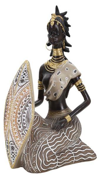 Sculptuur Masai Tribal Scudo bruin - hars - 9 x 25 x 14 cm