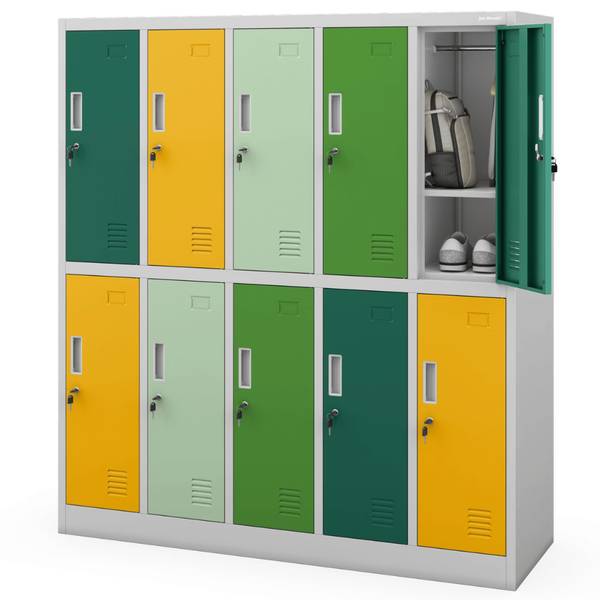 Umkleideschrank TOKIO 10 Abteile Multicolor - Gelbgrün