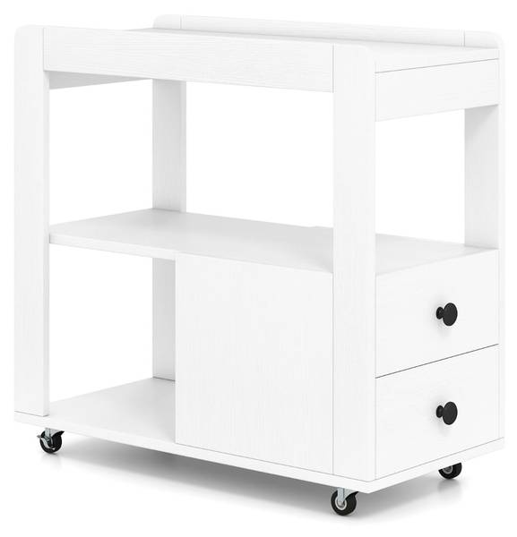 Druckertisch mit Rollen JV12628WH Weiß - Holzwerkstoff - 65 x 62 x 30 cm