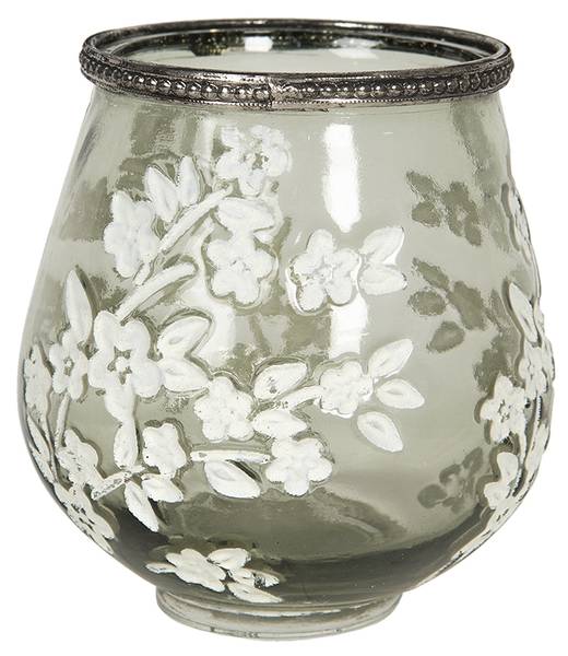 Theelichthouder Lampros groen - glas - 12 x 13 x 12 cm