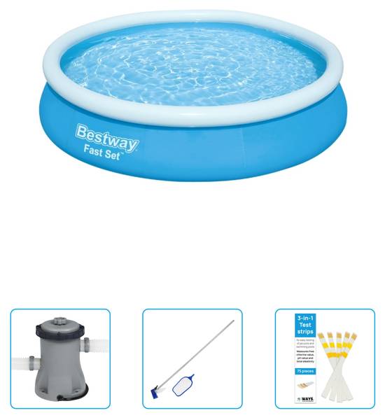 Schwimmbad-Set 5727346 (4-teilig) Blau - Kunststoff - 366 x 76 x 366 cm