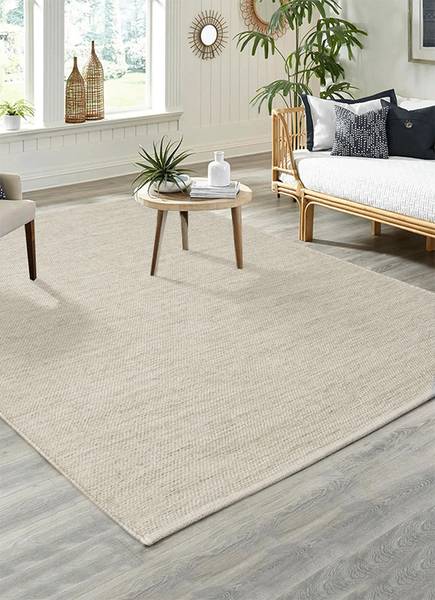 Handgewebter Wollteppich Boho Natur Beige - Wolle - 160 x 230 cm