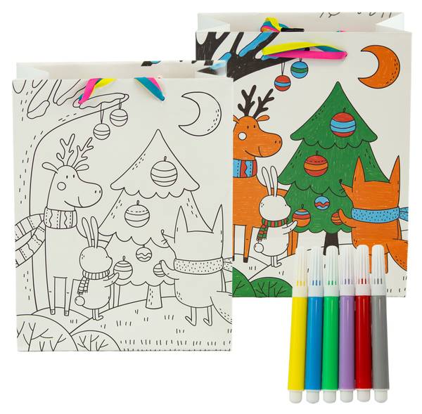 Geschenktüte Malen mit Filzstiften KIDS Weiß - Papier - 18 x 10 x 23 cm