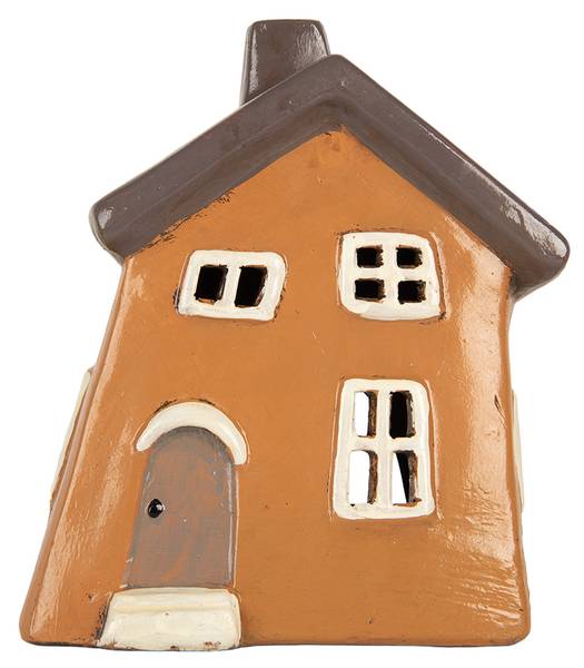 Waxinelichthouder Huis Nantes oranje - keramiek - 13 x 20 x 18 cm