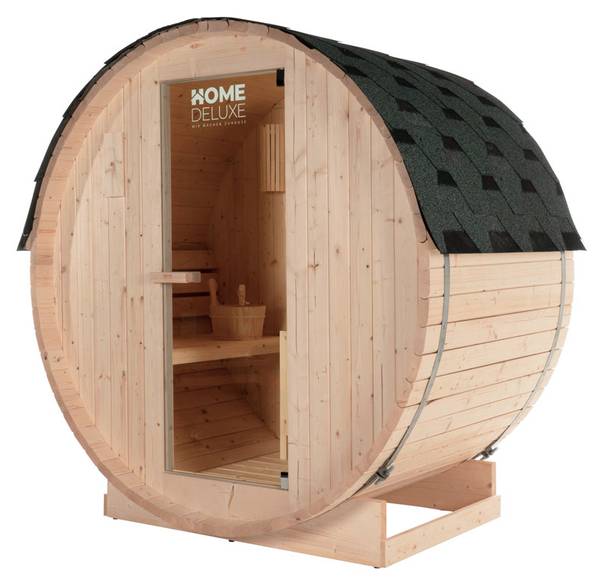 Buitensauna LAHTI M bruin - deels massief hout - 195 x 192 x 120 cm