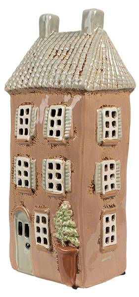 Teelichthalter Haus Hoofddorp Braun - Keramik - 9 x 28 x 12 cm