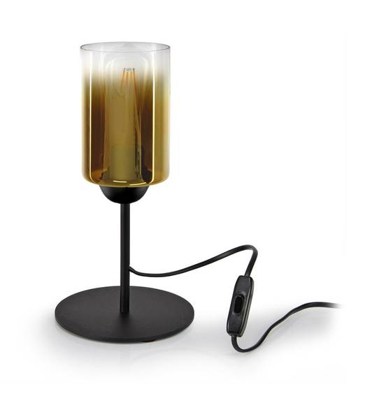 Graf Tischleuchte I Schwarz - Klarglas - Farbglas - Kristallglas - satiniertes Glas - 15 x 31 x 15 cm