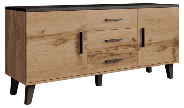 Sideboard Lotta 2D Schwarz - Braun - Holzwerkstoff - 150 x 69 x 45 cm