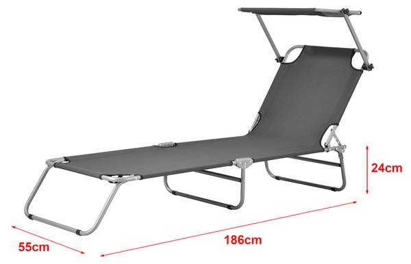 Sonnenliege Argozelo (2er-Set) Grau - Metall - 186 x 24 x 55 cm
