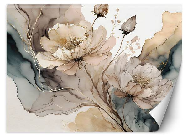 Fototapete Aquarell Blumen Abstraktion 350 x 245 cm