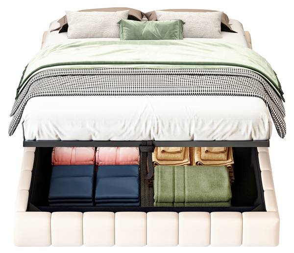 Polsterbett Phoebe Ⅰ Beige - Breite: 141 cm