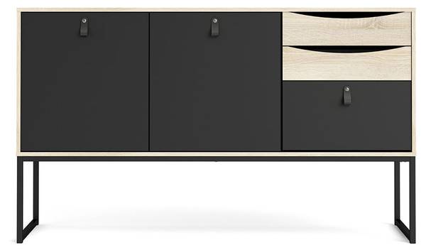 Sideboard Sady Schwarz - Holz teilmassiv - 147 x 87 x 40 cm