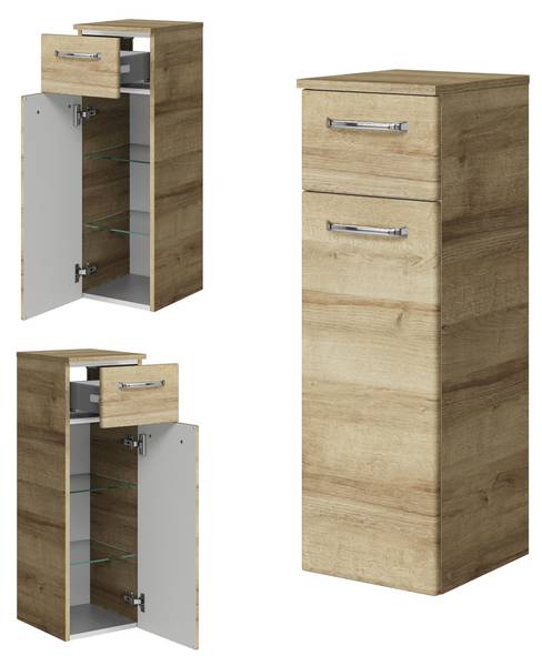 Badmöbel-Set TRENTO-66-1 4er-Set Braun - Holzwerkstoff - 122 x 200 x 50 cm