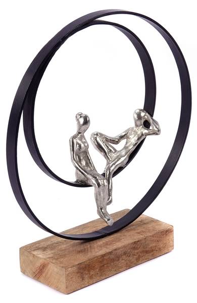 Skulptur Date Schwarz - Massivholz - 31 x 34 x 9 cm
