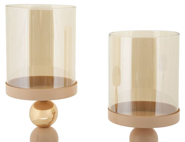 Kerzenhalter Glassy 2Er Set Pink - Metall - 10 x 36 x 10 cm