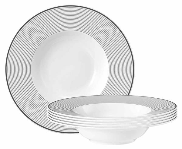 Suppenteller No Limits Moments 6er Set Grau - Weiß - Porzellan - 24 x 5 x 24 cm