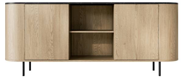Sideboard Lygrint Schwarz - Marmor Schwarz Dekor - Eiche