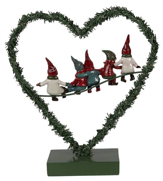 Decoratie Hart Xmas&Ethan groen - metaal - 9 x 28 x 26 cm