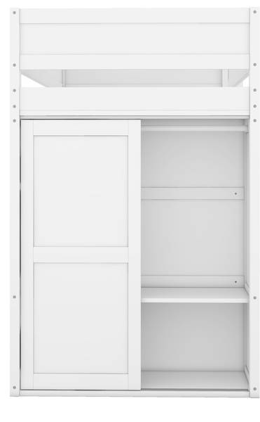 Hochbett mit Schreibtisch-O28109 Weiß - Massivholz - 165 x 165 x 205 cm