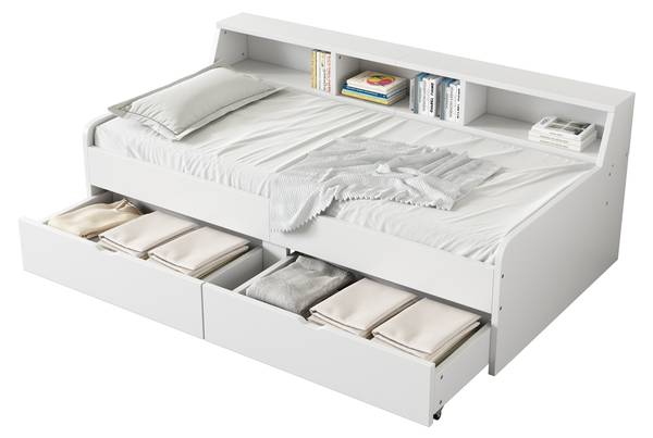 Tagesbett BB2517 Weiß - Massivholz - 112 x 75 x 203 cm