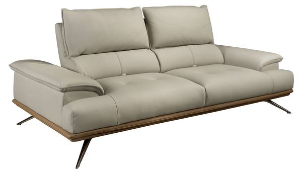 Canapé 3 places en cuir taupe gris Largeur de la surface de couchage : 117 cm