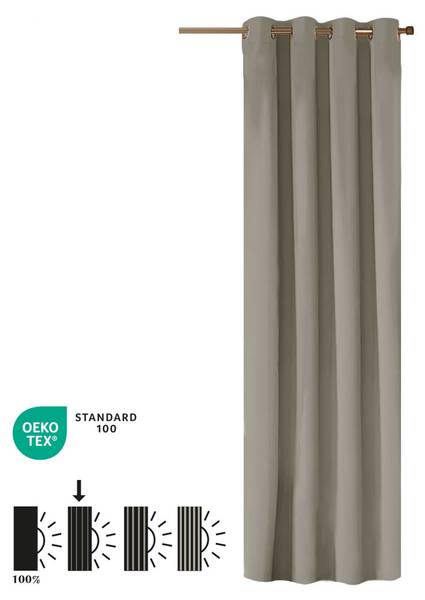 Blickdichte Gardine Grau - Polyester - 140 x 270 x 140 cm